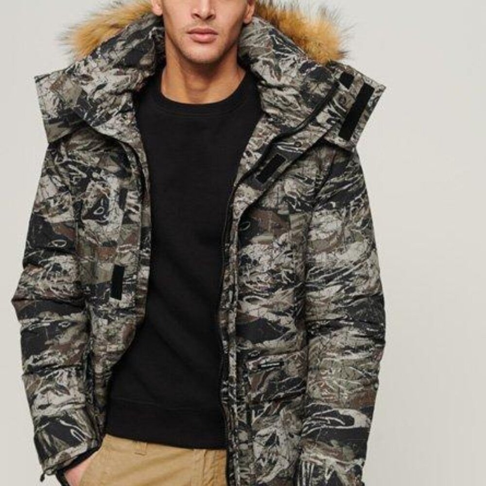 NWT Superdry Men's Code Faux Fur Hooded Everest Parka Jacket